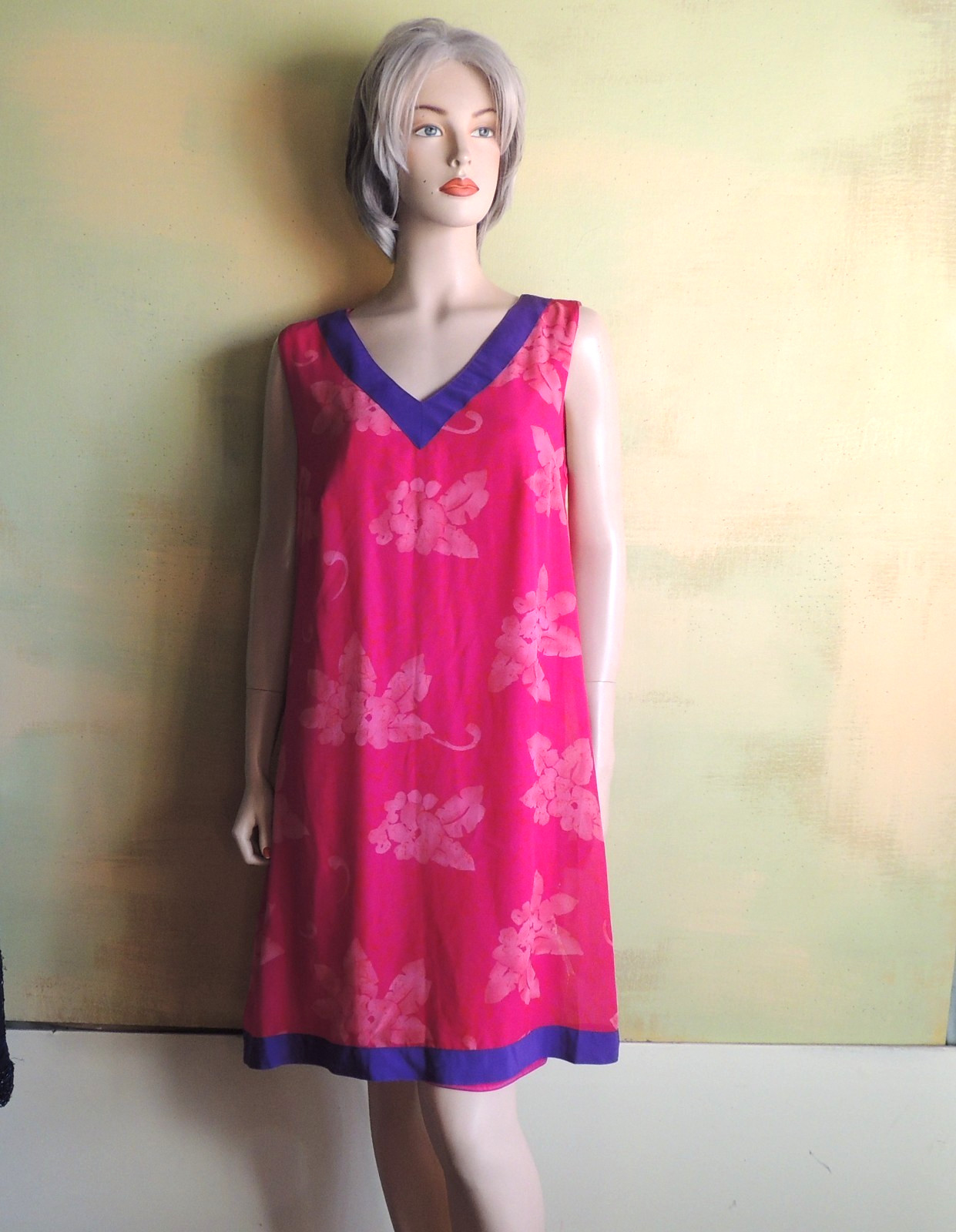 A Wild Thyme Women’s 14 Sleeveless Vintage V-Neck Lined Boho Side Slit Dress