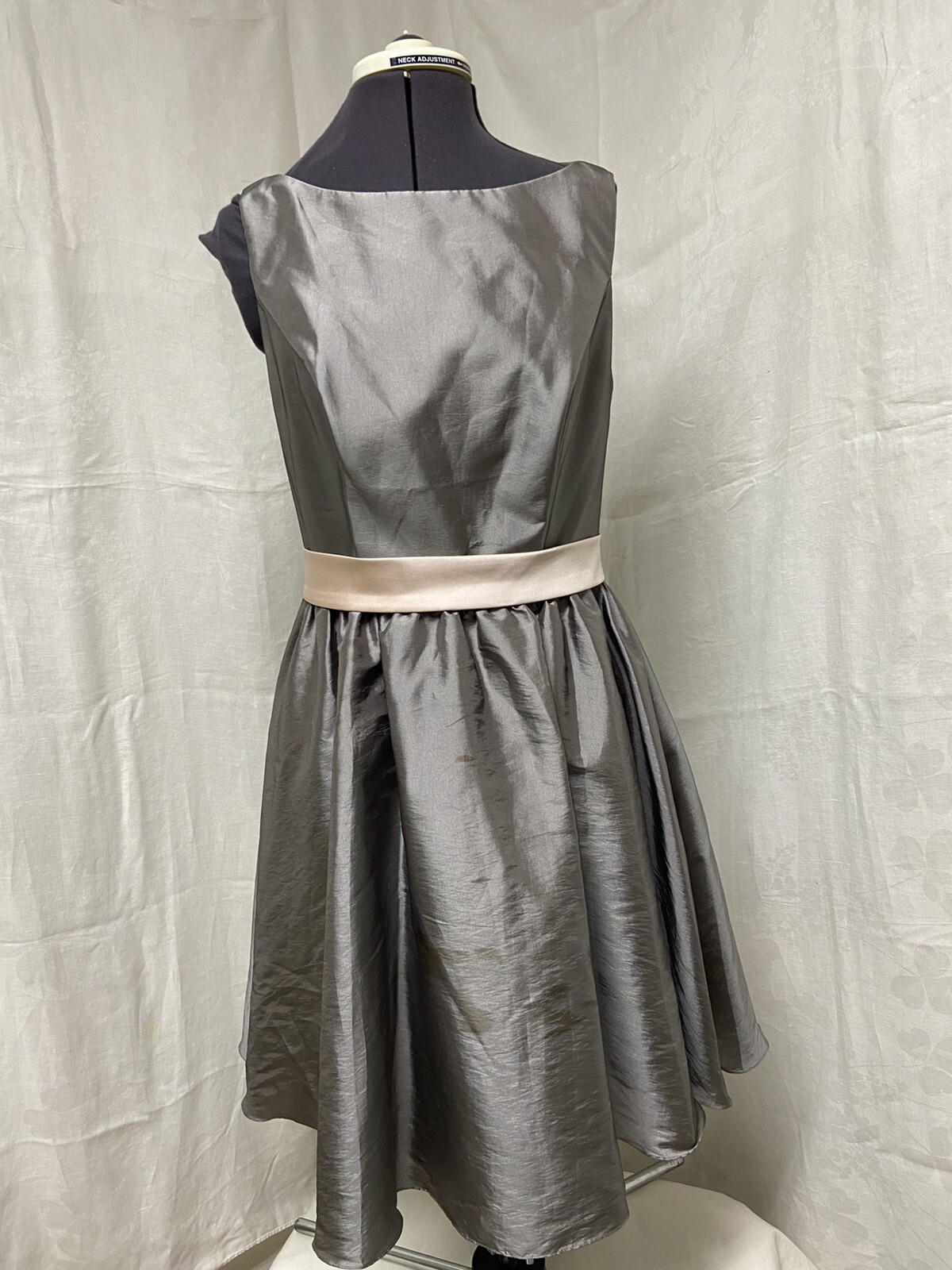 Da Vinci Women Gray Silver Pink Belted Cocktail Dress 10