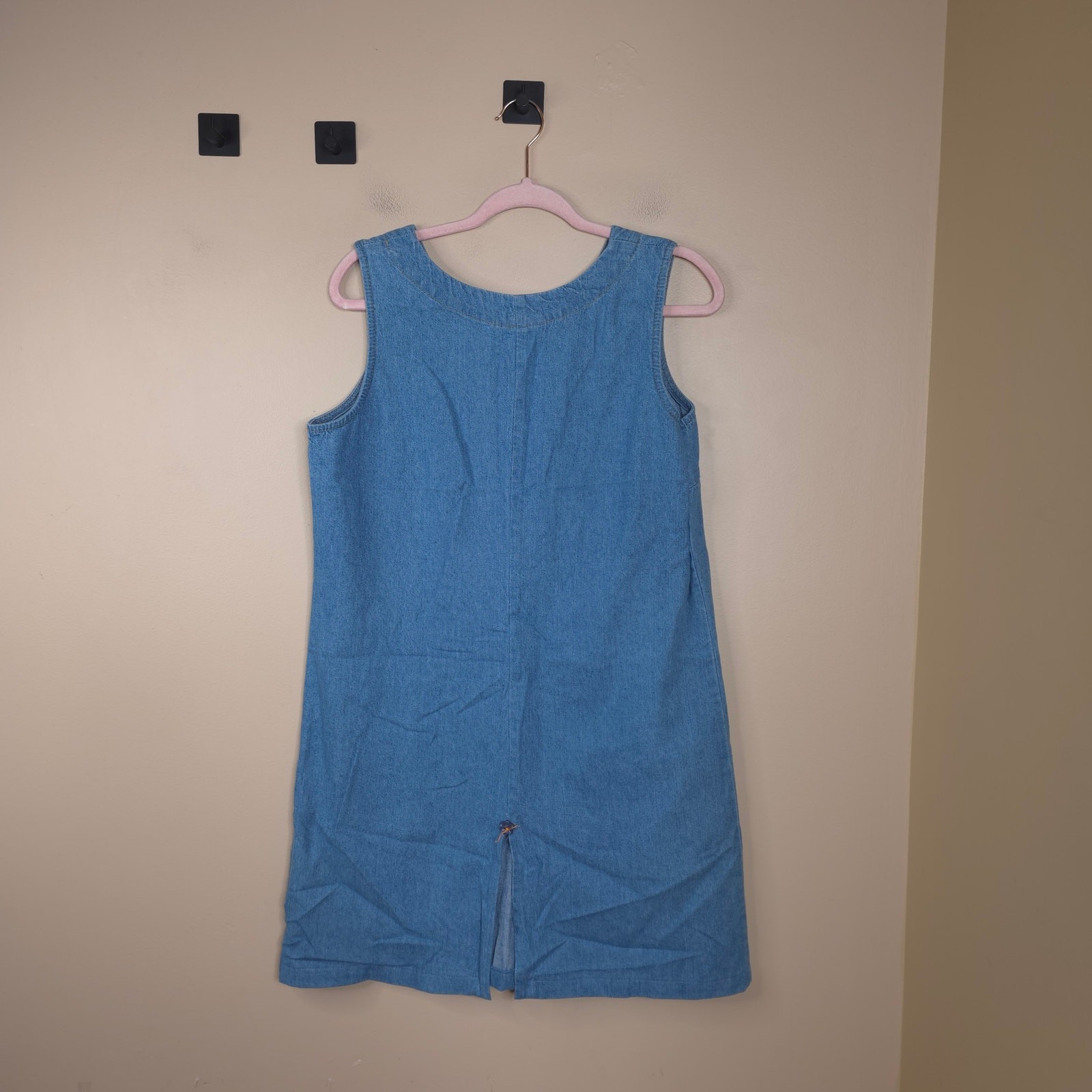 Vintage Coldwater Creek Sleeveless Shift Chambray Mini Dress Light Wash Size S
