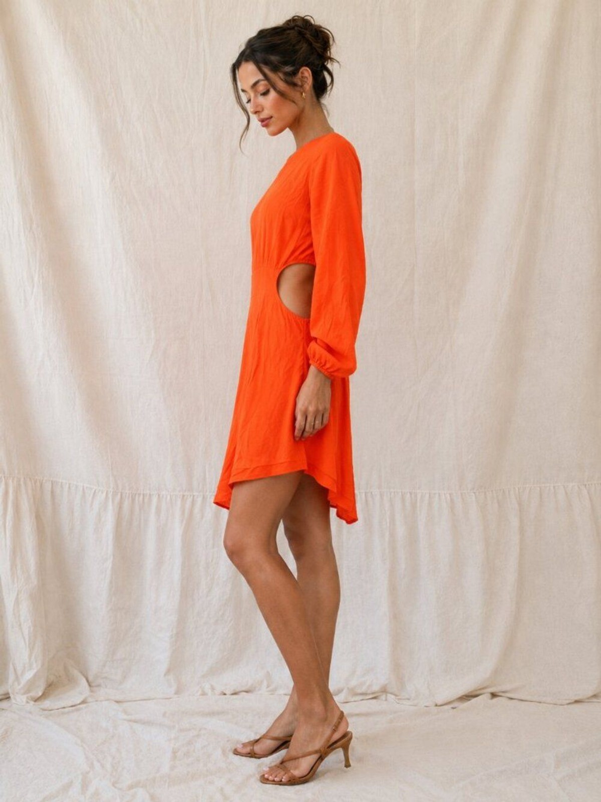 ba&sh Statement Bonica Orange Cutout Draped Mini Dress Size M, Size 2, Summer
