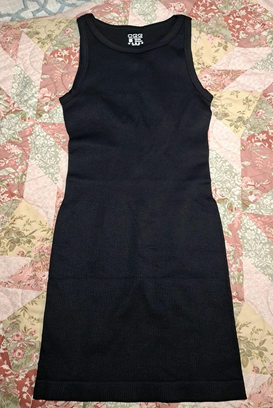 OQQ Womens Sleeveless Dress Ribbed Tank Top Mini Black Size S Small Compression