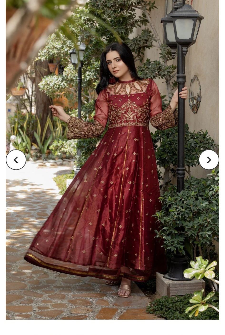Ladies Pakistani Indian Designer Maxi Embriodered Dress Red Size Large