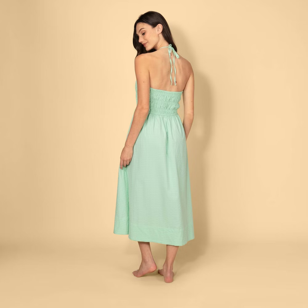 Solid & Striped Women Seersucker Smocked A-Line Dress – Mint Green Check