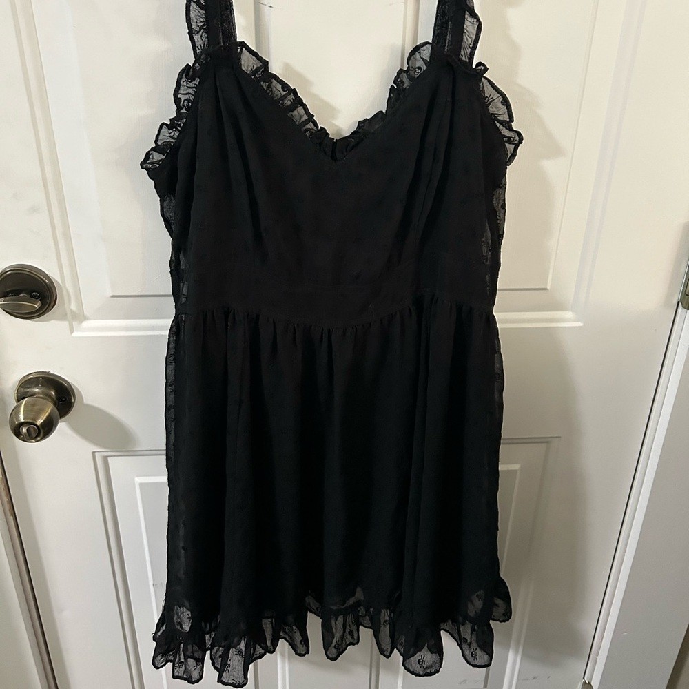 Royal Bones Black Ruffled Slip Dress