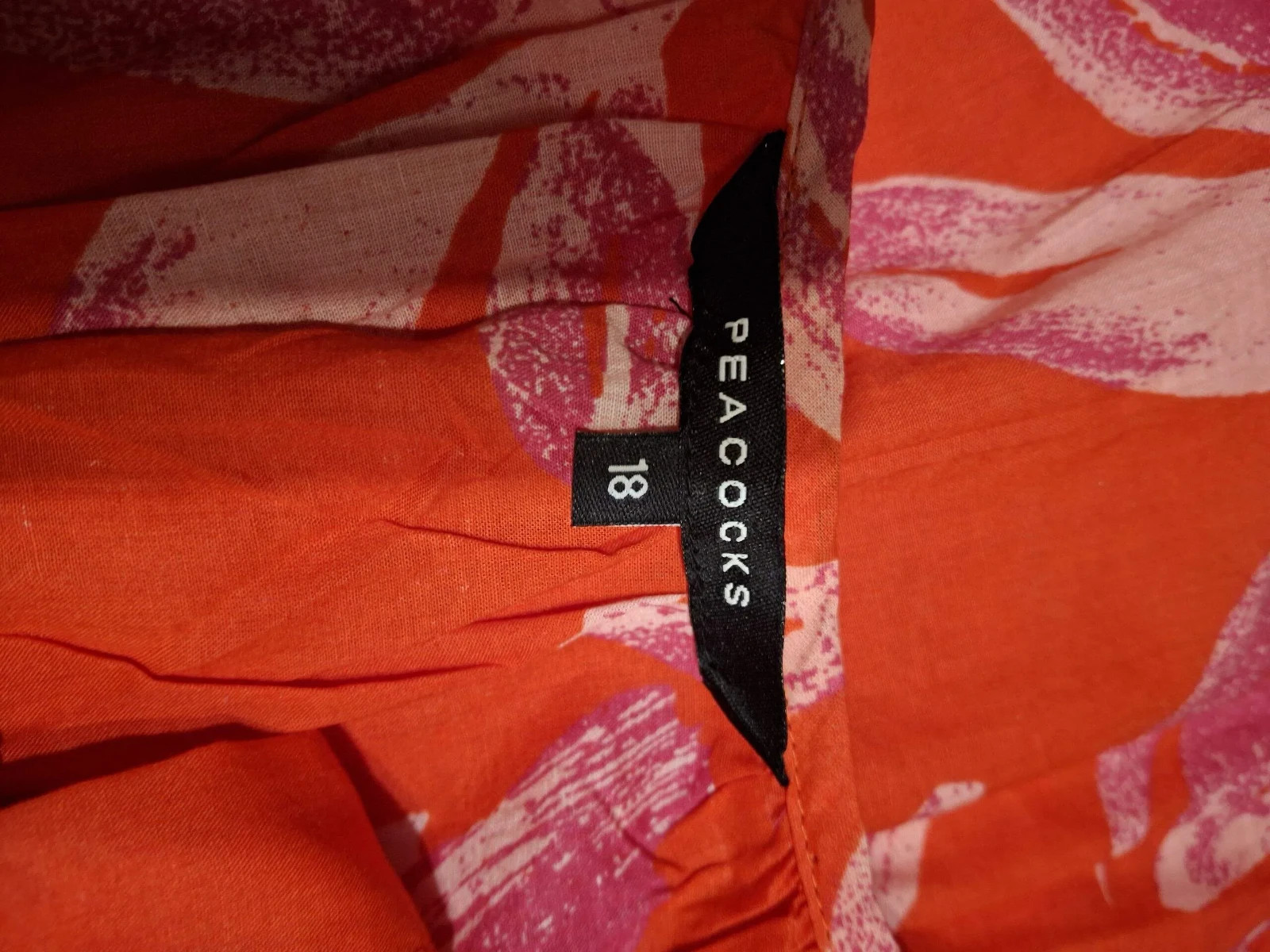 PEACOCKS Terracotta Pink Floral Cotton Maxi Dress Size 18 Boho Tiered Summer