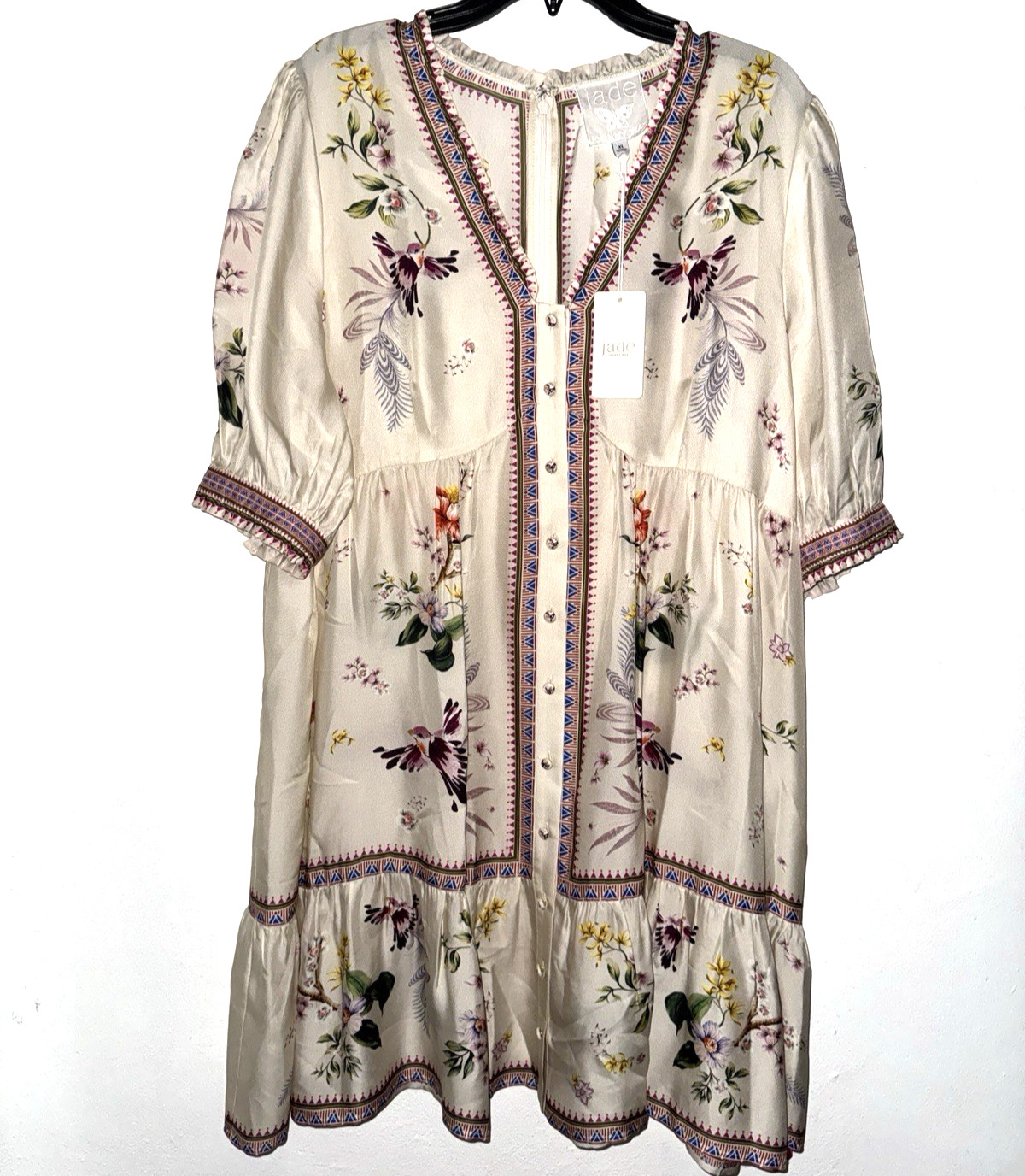 Johnny Was Silk Blend Loren Dress Willah Multi Floral White XL; NWT