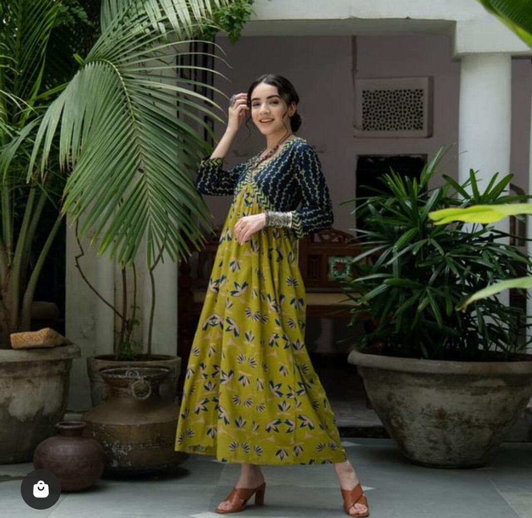 Women’s Premium Quality Green Middy Gown Kurti For Wedding Cocktail Wear Item