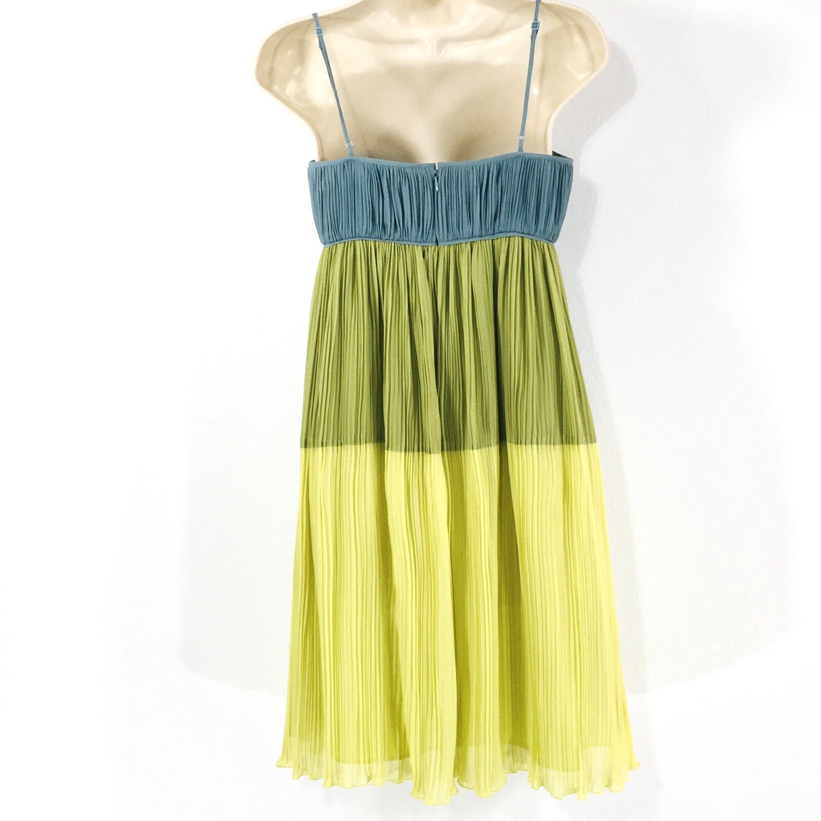 Max & Cleo Silk Babydoll Pleated Swing Dress Sz S Color Block Fairy Whimsy