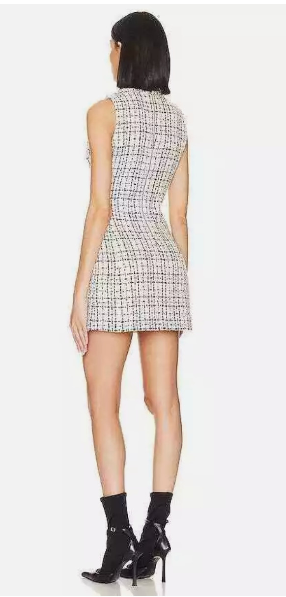 alice + olivia Jordy Double Breasted Tuxedo Dress – Tweed Plaid Blazer