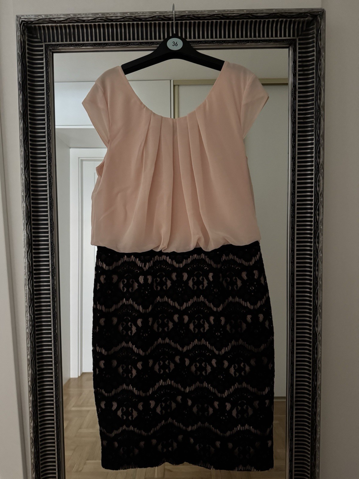 Women’s formal dress Cafalla 44 Poland with lace, powder pink and black