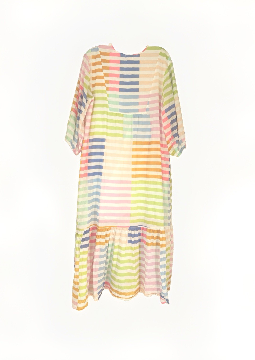 Sunshine Tienda Colorful Stripe Copa Maxi Dress Sz Large Beachy Coastal Boho