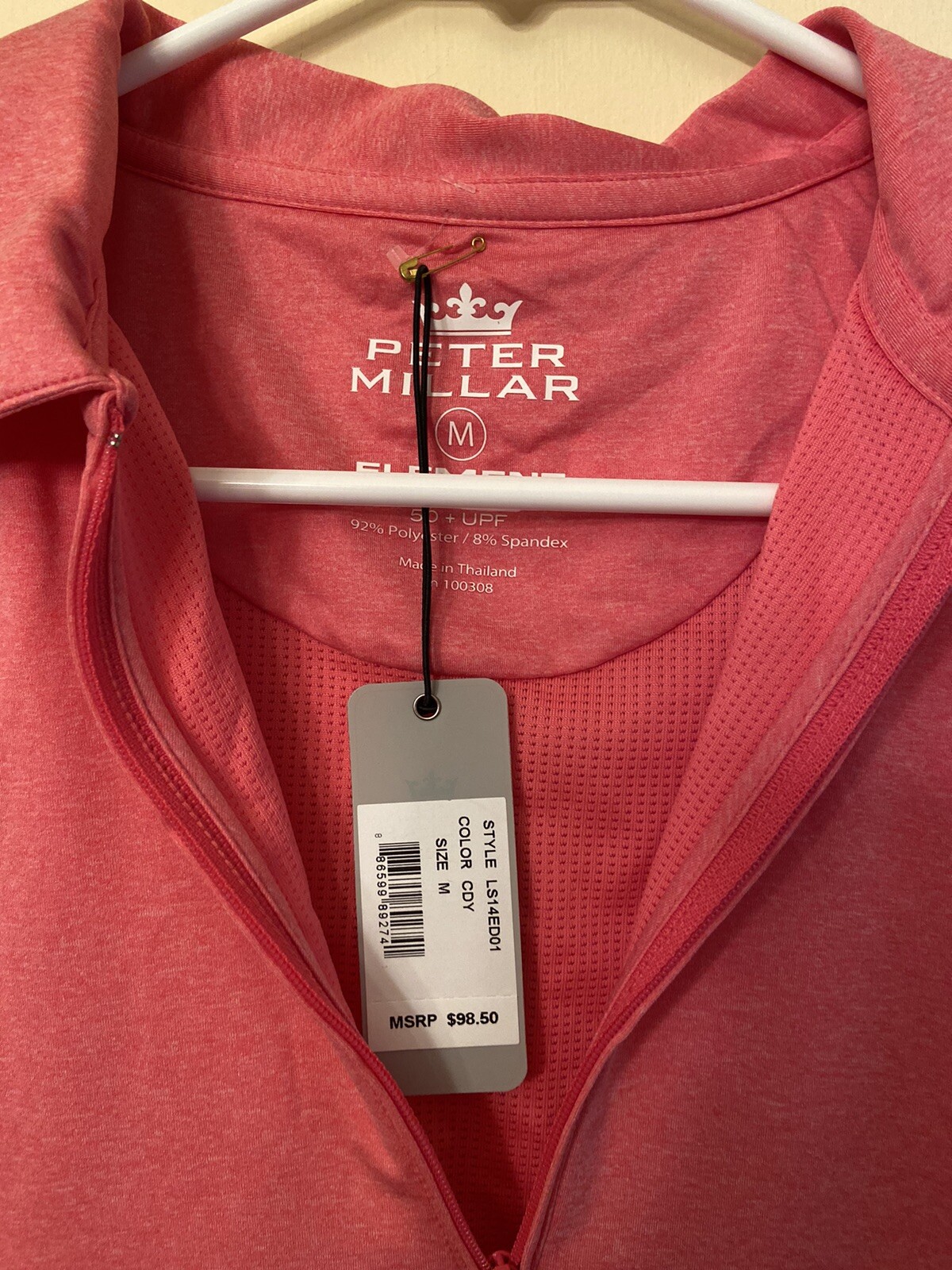 Peter Millar Element Dress Medium Athletic Golf Collared UPF 50 Sleeveless Pink