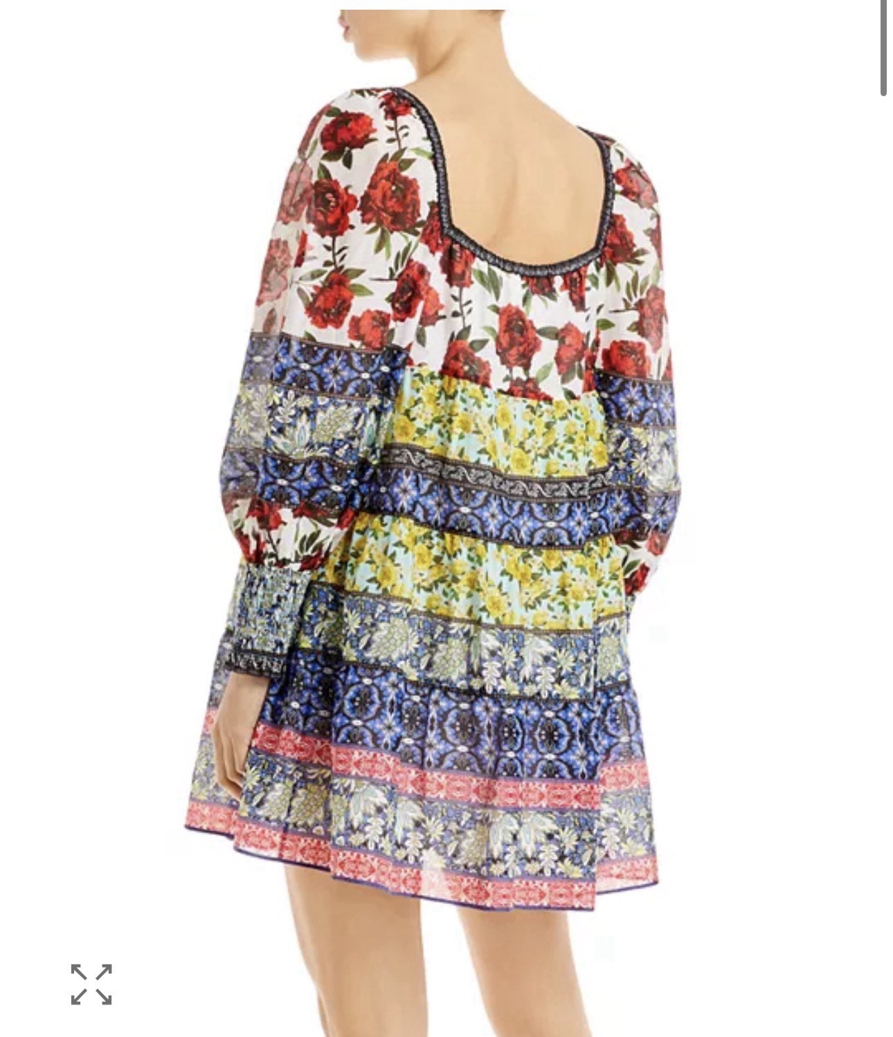 Alice + Olivia Rowan French Quarter Multi Patchwork Floral Silk Blend Dress S