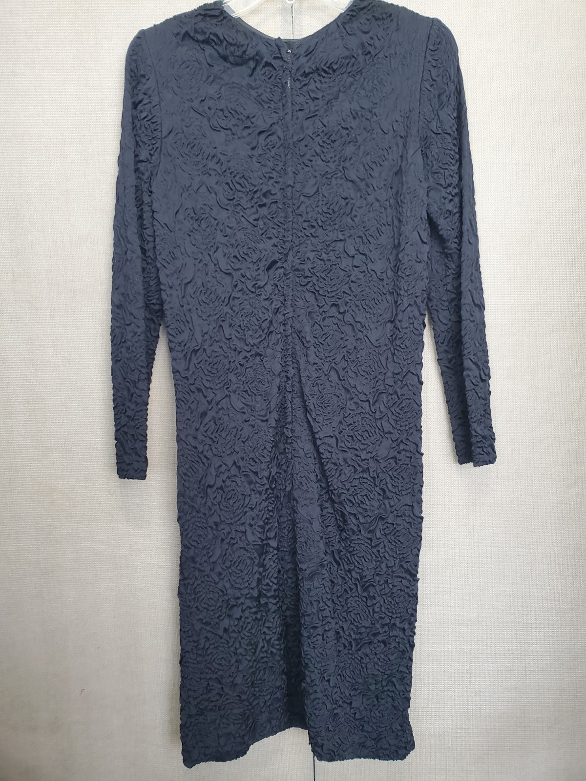 Krizia Black Textured Long Sleeve Midi Dress Size EU 42 US MED Made in Italy