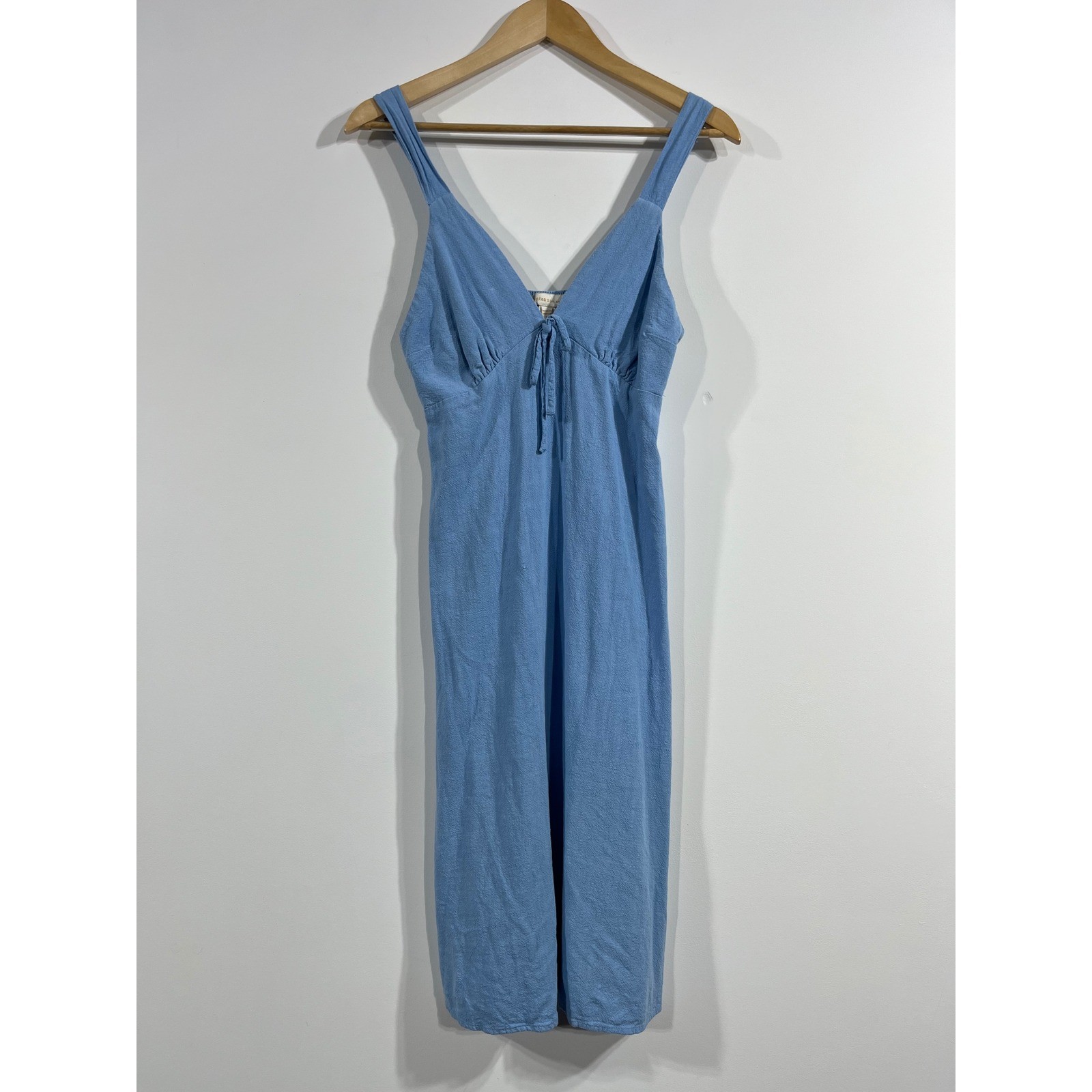 Monteau Babydoll Fairy Coastal Linen Fisherman Smocked Midi Dress Womens Medium