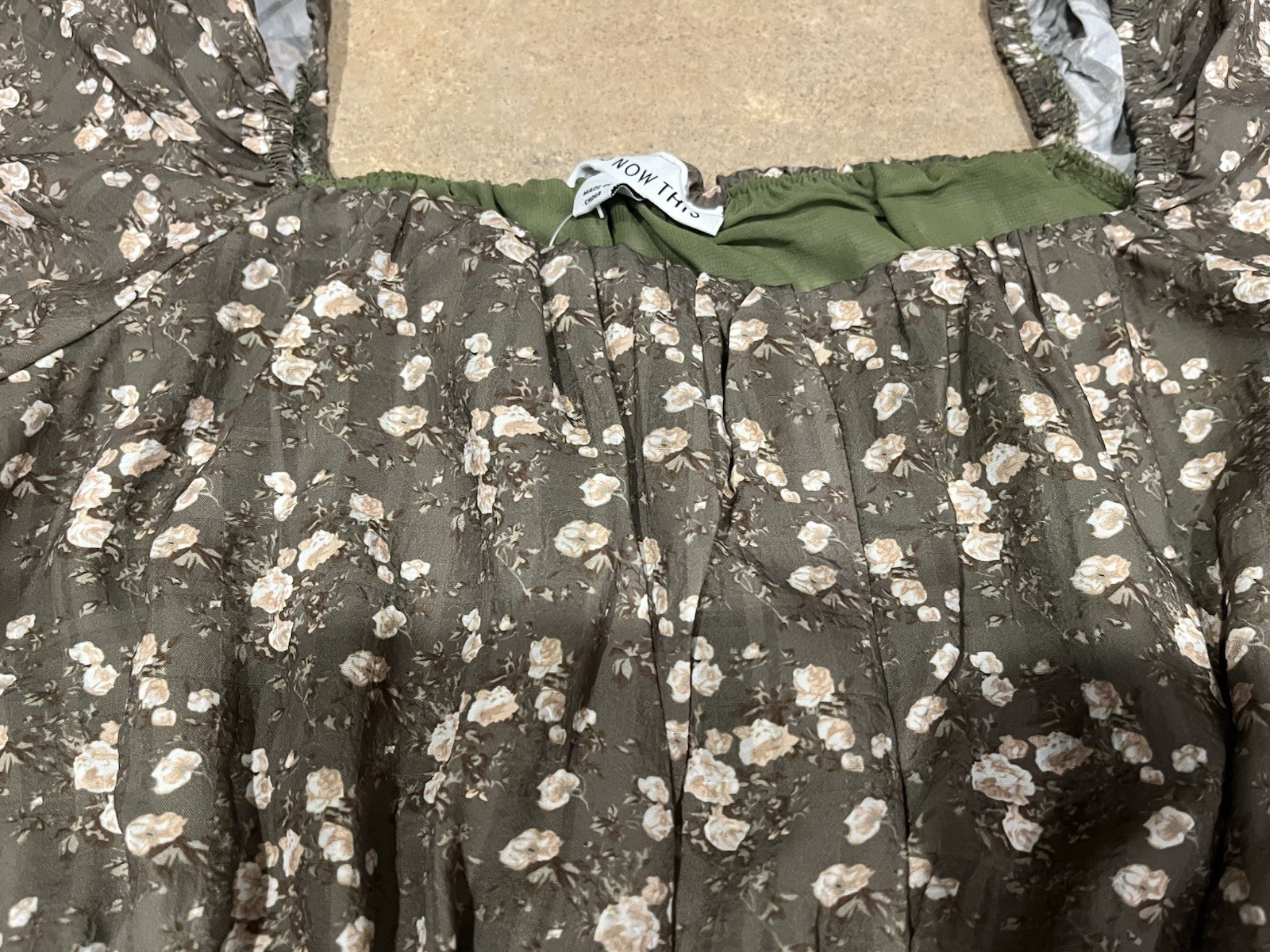 And Now This Trendy Plus Size Peasant Mini Dress – 1X – Oregano- NWT -$54 Retail