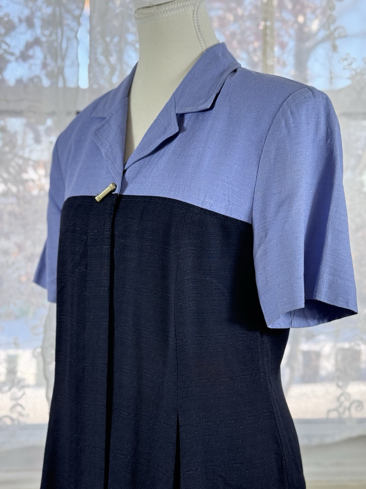 Vintage USA Acetate Blend Midi Dress Structured Short Sleeves Dress Classic