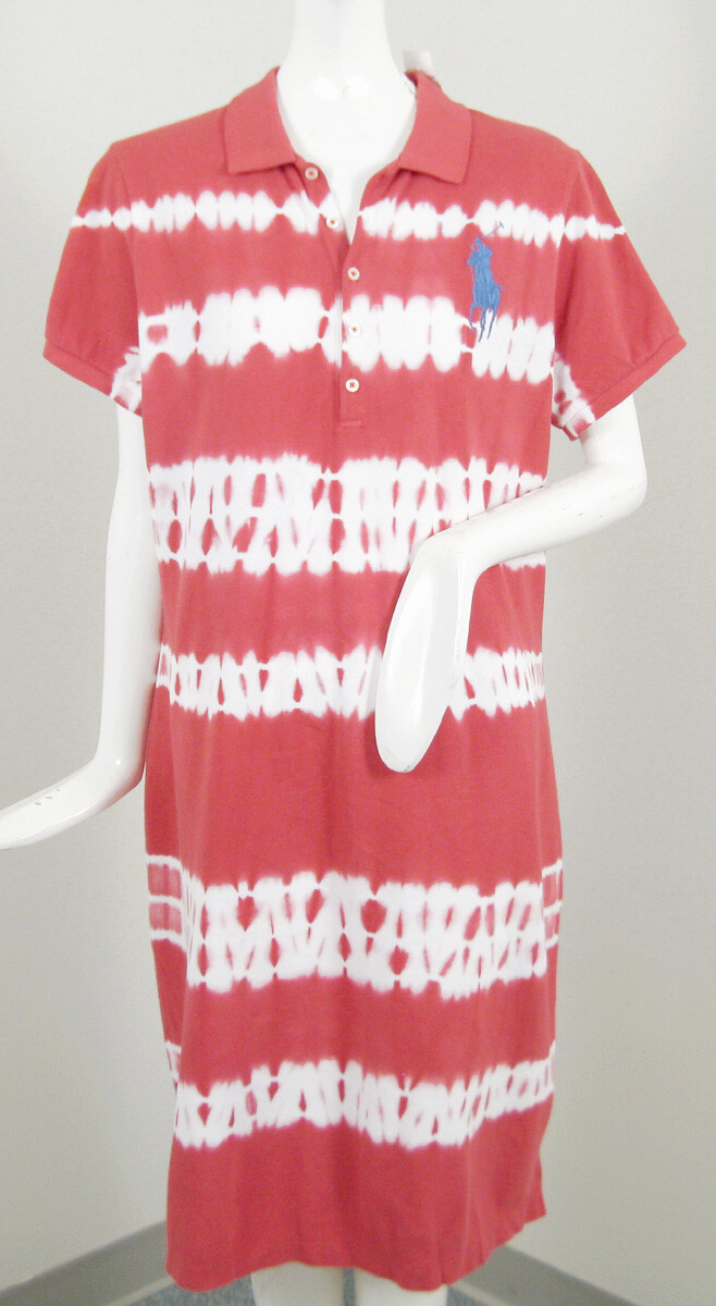 NEW Polo Ralph Lauren Big Pony Tie Dye (Batik) Dress! Small Pinkish Red Cotton