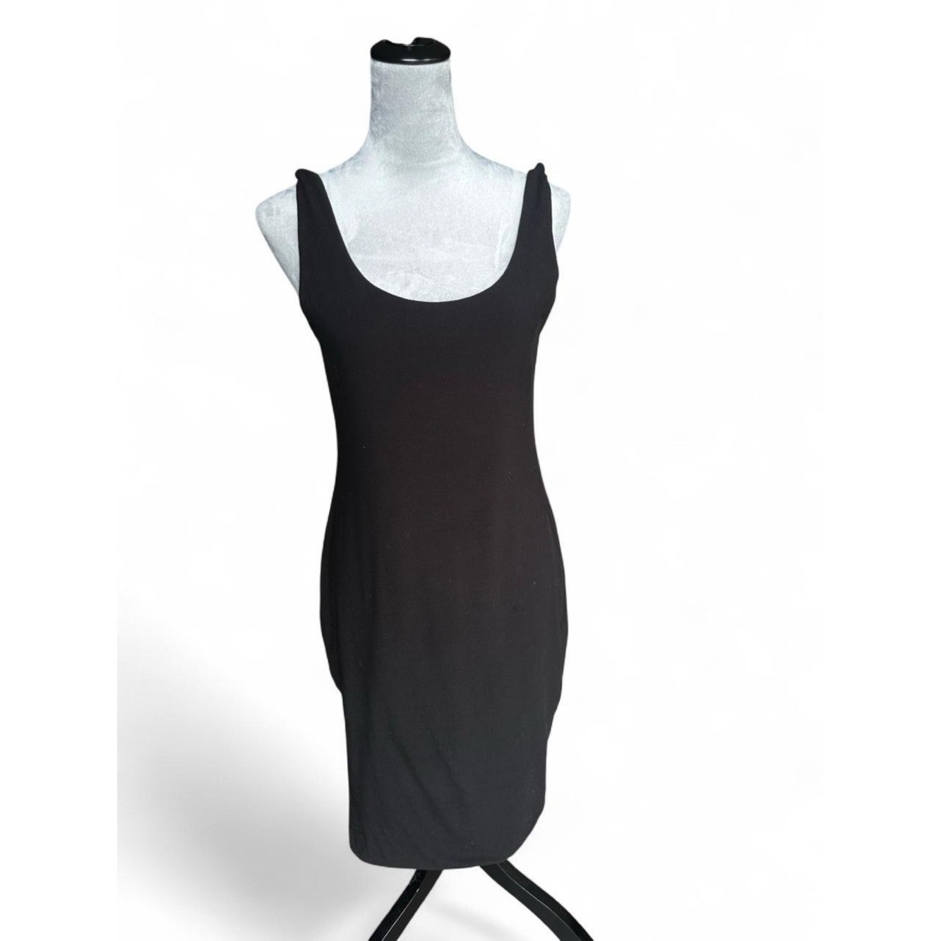 Peruvian Connection Black Scoop Neck Midi Dress — Size M