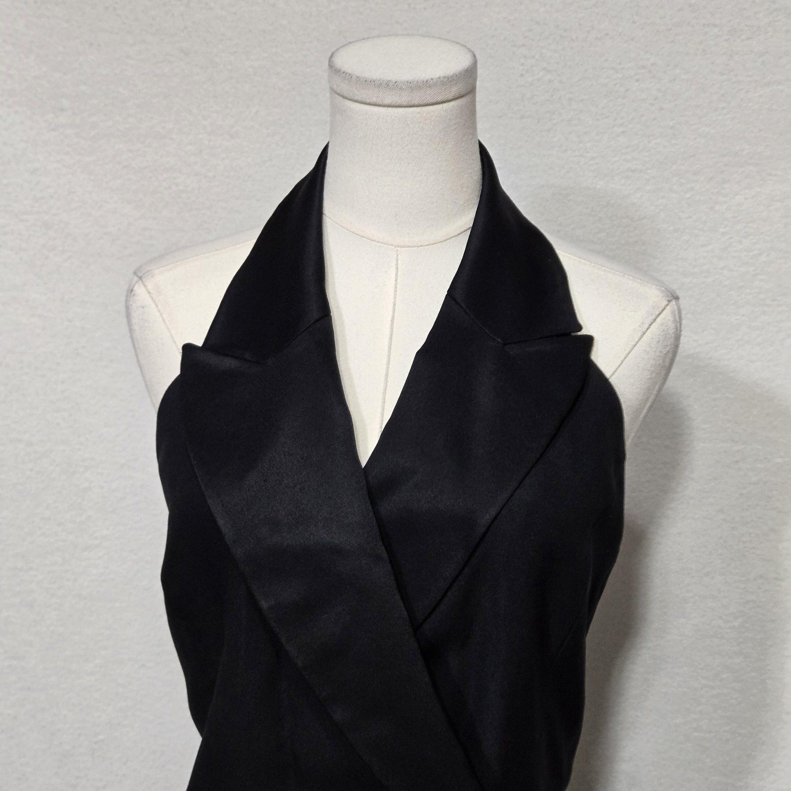 Gillian Dress Womens 12 Black Halter Tuxedo Sheath Backless Mini Cocktail Formal