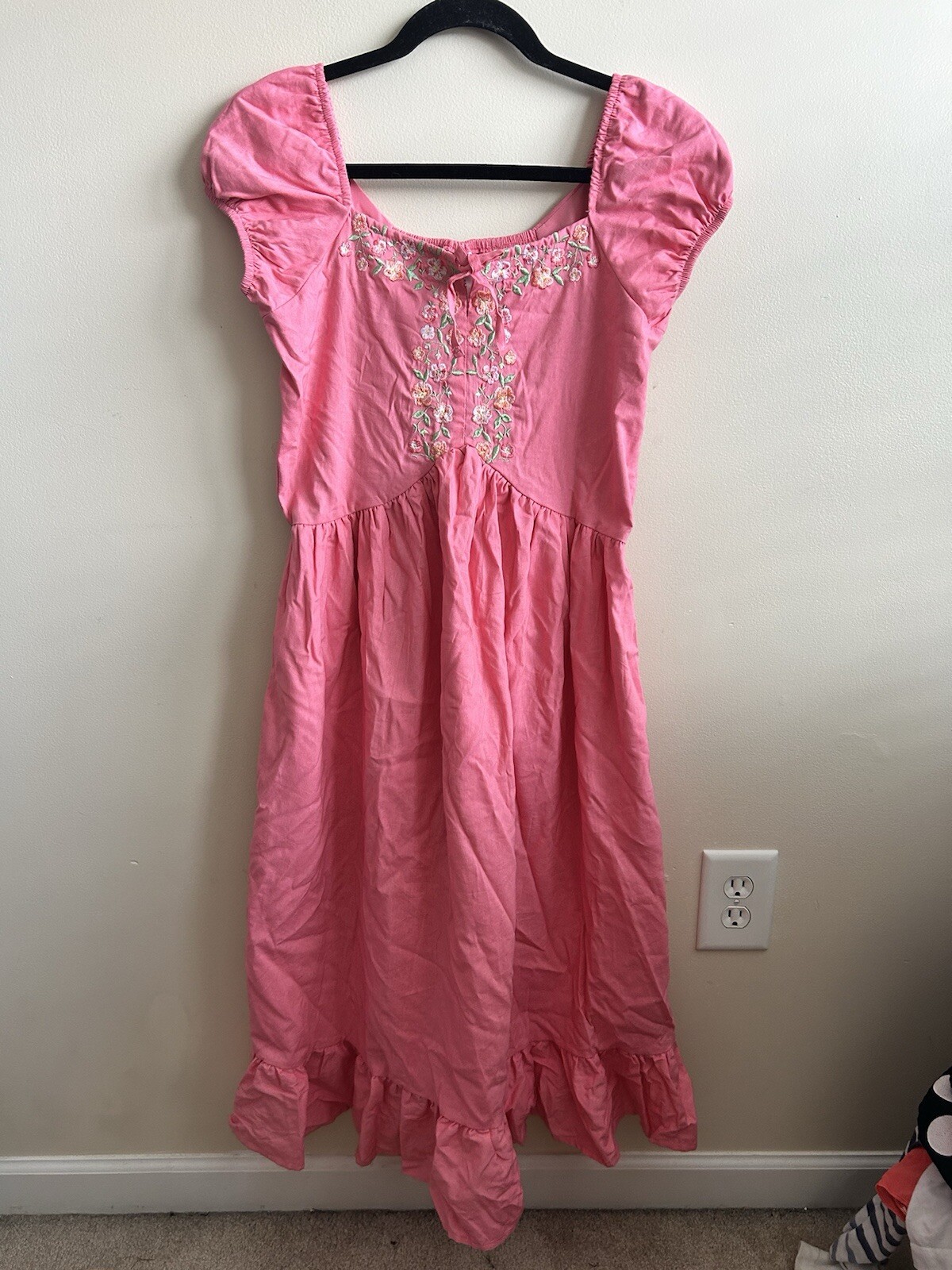 Blueberi Boulevard Women’s Pink Embroidered Floral Dress M