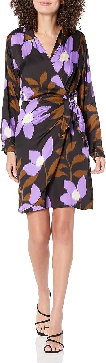 Velvet by Graham & Spencer Womens Janey Printed Satin Dress, Fiji, XL
