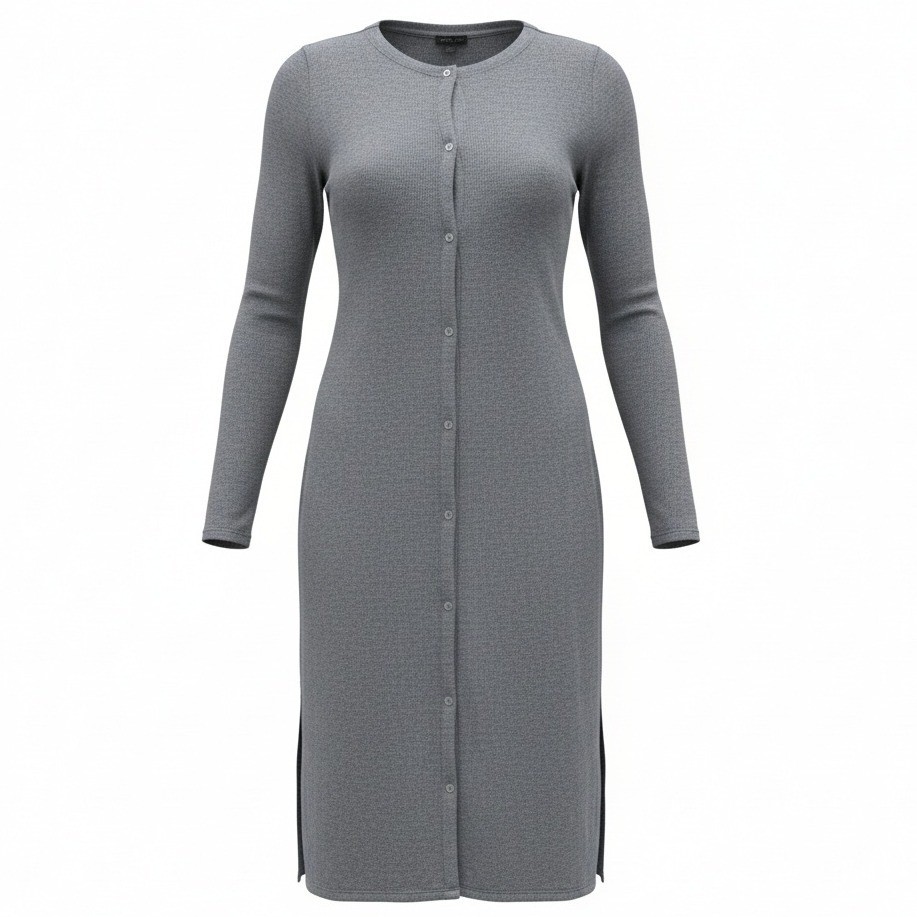 J.Jill Wearever Collection Size S Small Gray Button Front Long Sleeve Dress