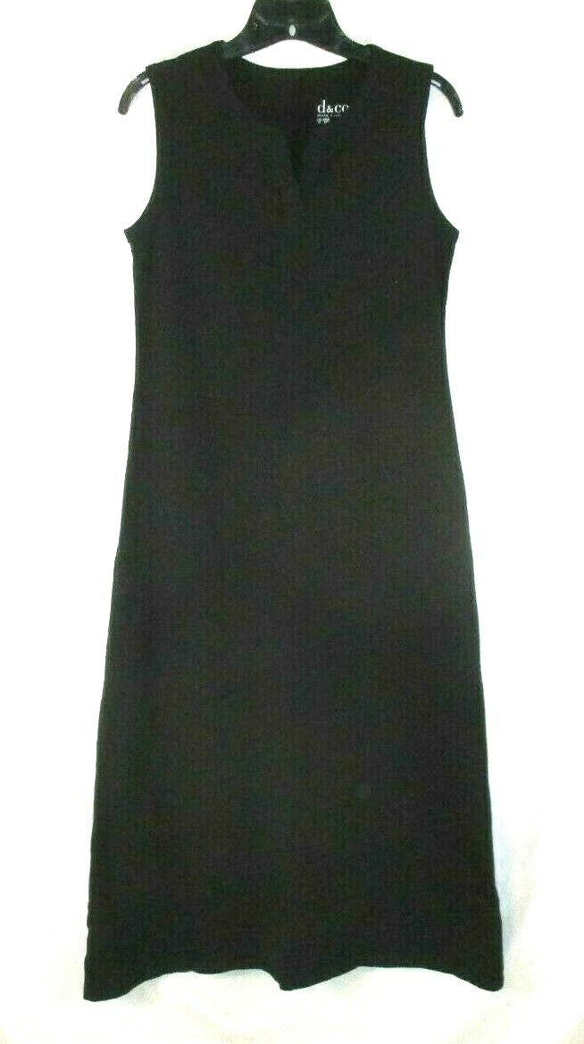 New Denim & Co. Sheath Maxi Dress Black V Neck P2XS Perfect Jersey Women CB87A