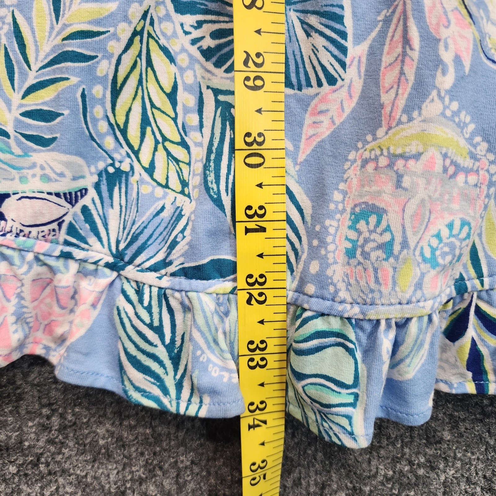 Lilly Pulitzer Faux Wrap Ruffle Hem Jersey Dress Tropical Beach Resort Size S