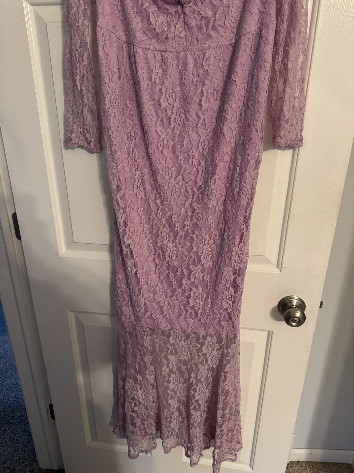 Long Purple Lace Maternity Photo Shoot Dress Size L – NWOT