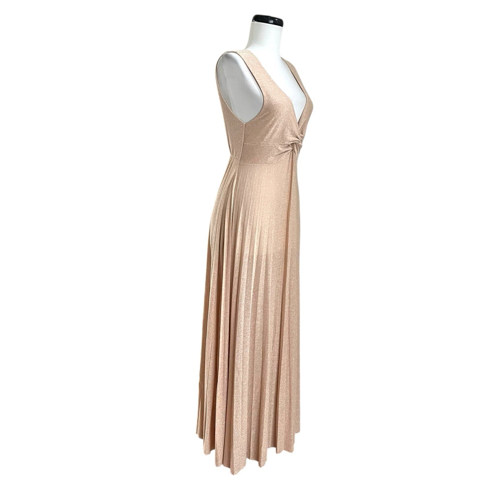 Giannini Gold Shimmer Maxi Dress S Made in Italy Glam Cocktail Party Elegant
