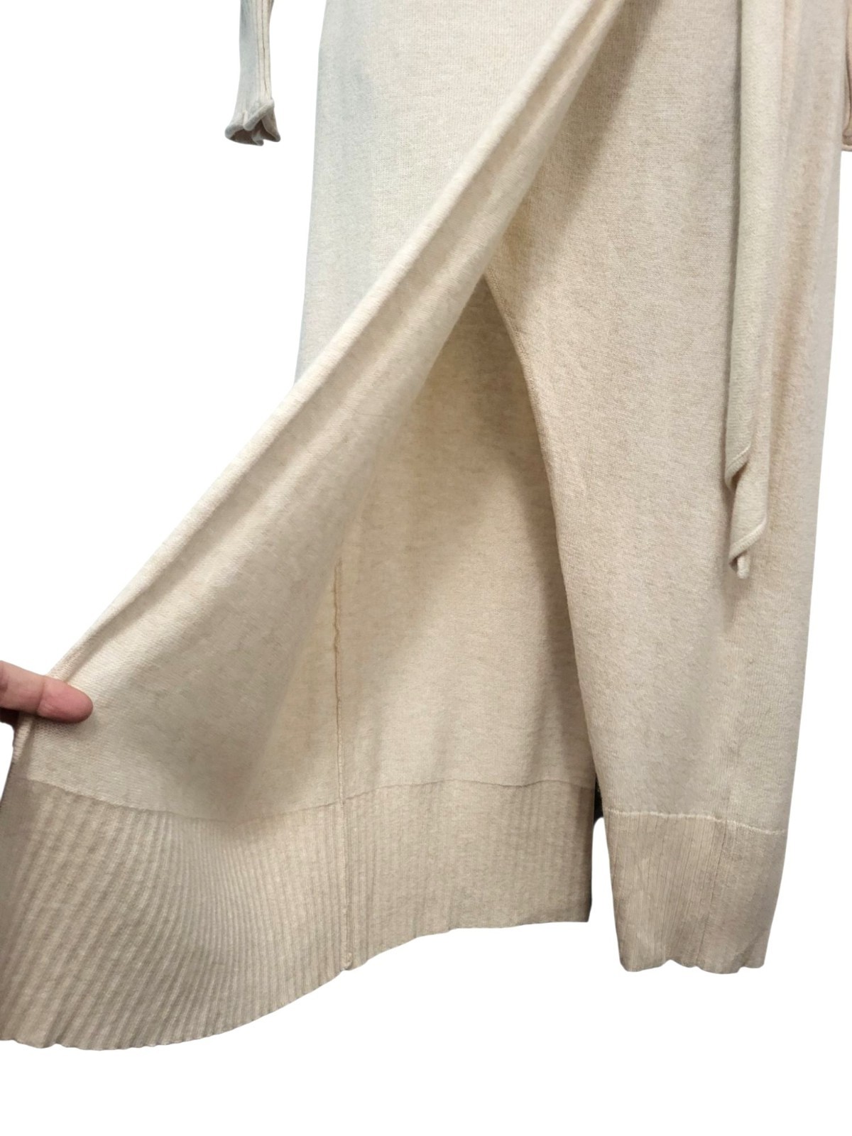 Jonathan Simkhai Evalynn Dress Wool Cashmere Blend Sz Small Beige Wrap Midi NWT