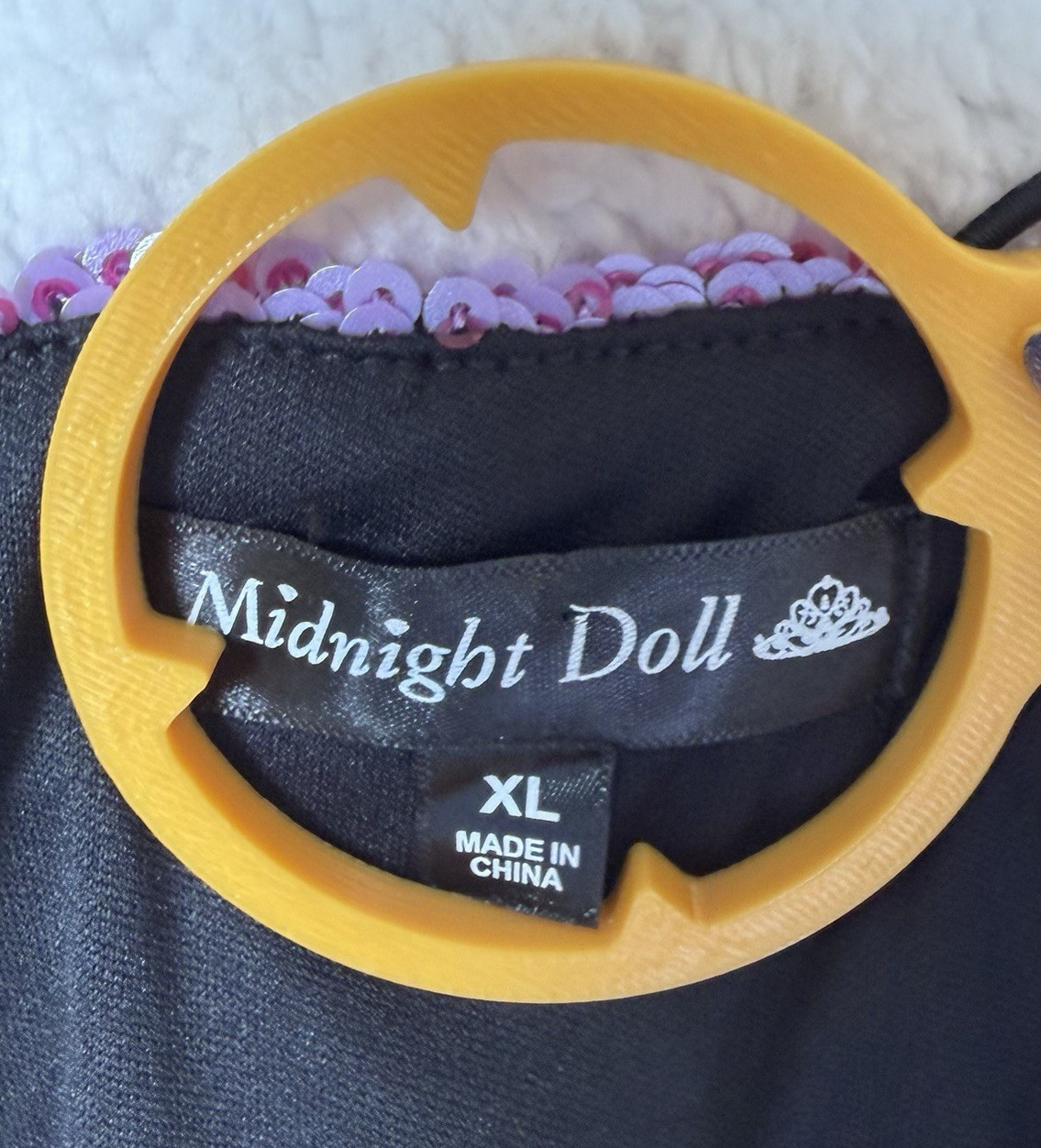 MIDNIGHT DOLL One-Shoulder Purple & Lavender Floral Sequin Embroidered Dress XL