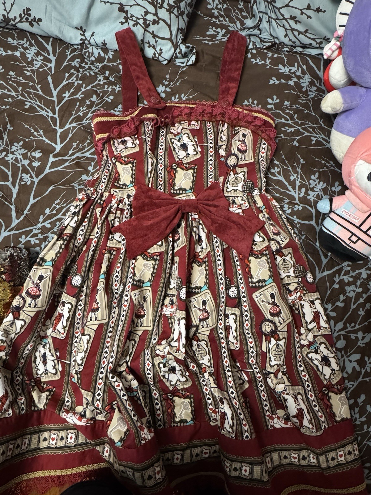 Alice in Wonderland Red A-Line Dress Bow Lace-Up