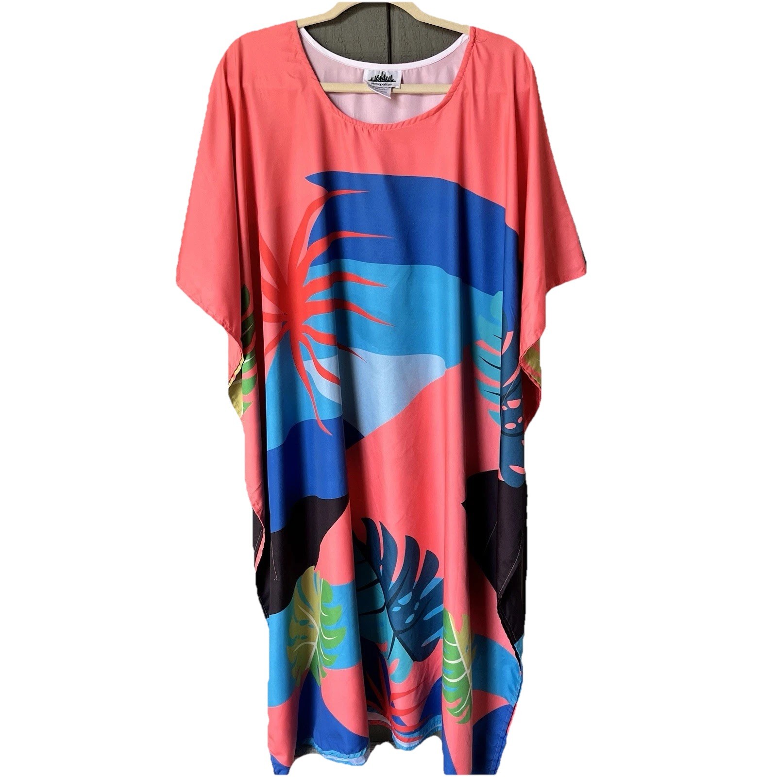 Metropolitan Kaftan Coral & Blue Modern Graphic Women’s Roper Romp Dress Caftan