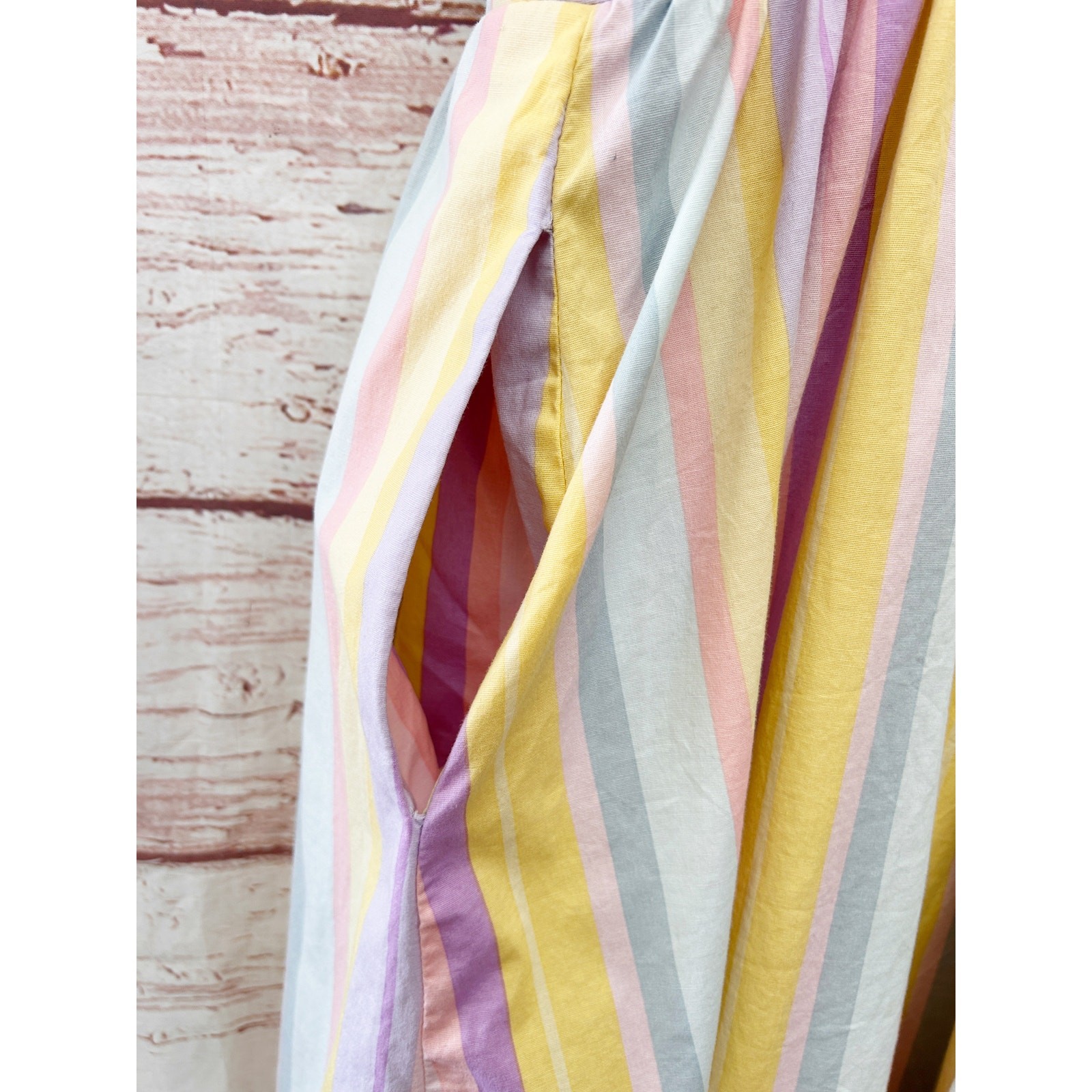 TORRID Pastel Rainbow Stripe Poplin Tie Front Skater Dress Pockets Size 2X 2
