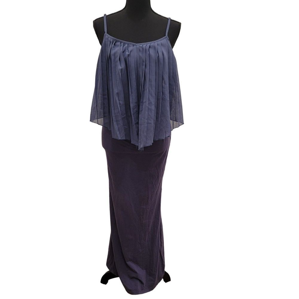 RVCA Pleated Overlay Maxi Dress Adjustable Strap Boho Summer Small Festival