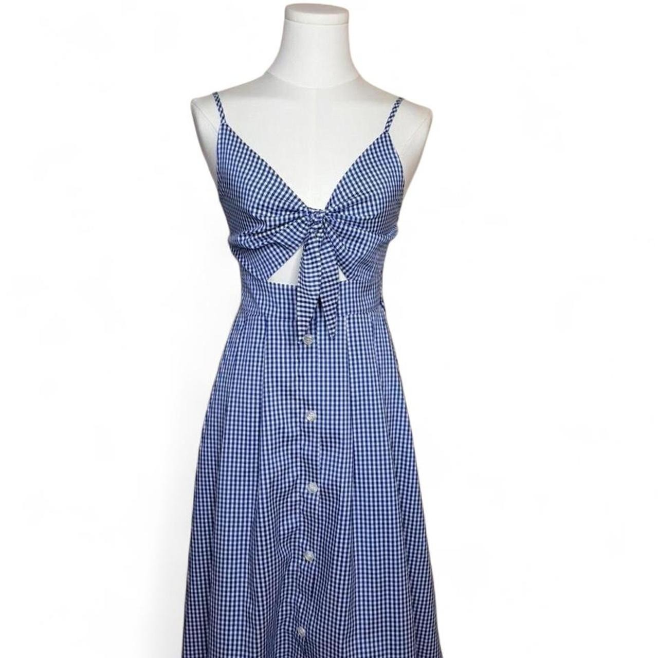 Cute blue & white gingham midi dress by Cupshe