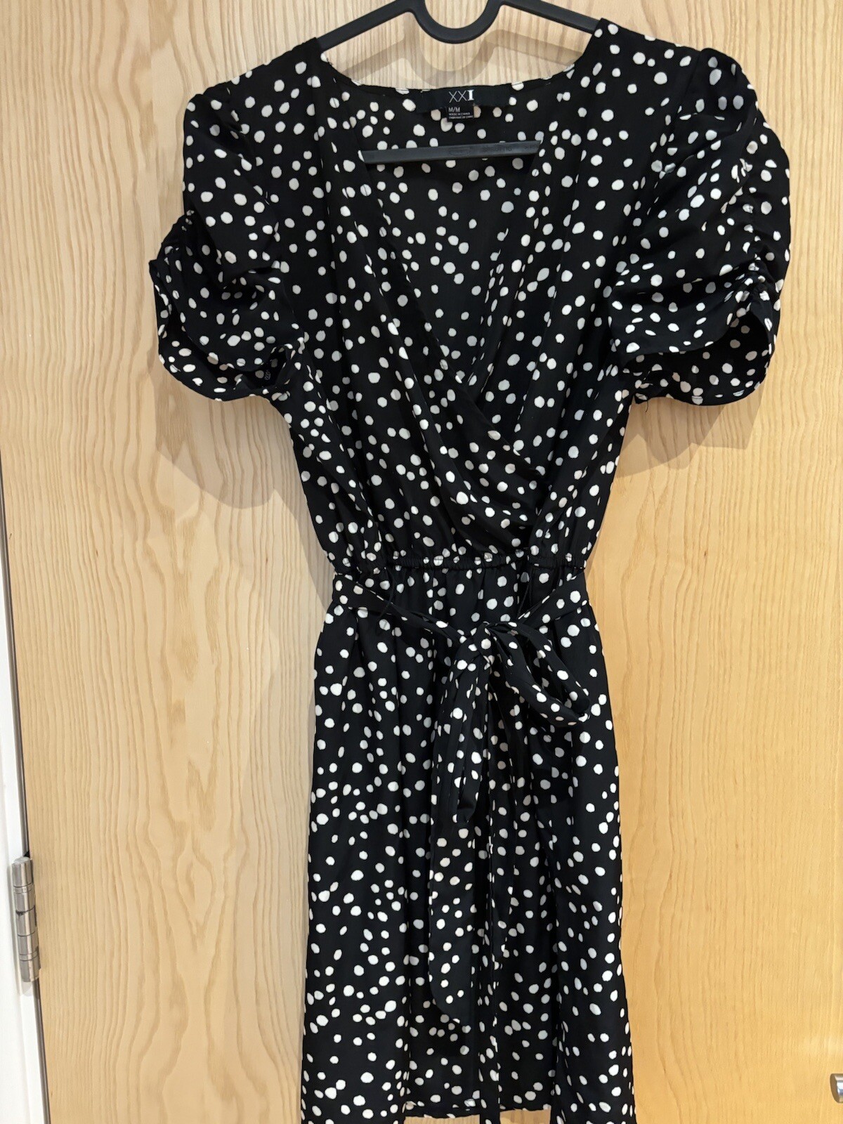 Forever21 Black& white Polka Dot belted elasticised summer dress with pockets