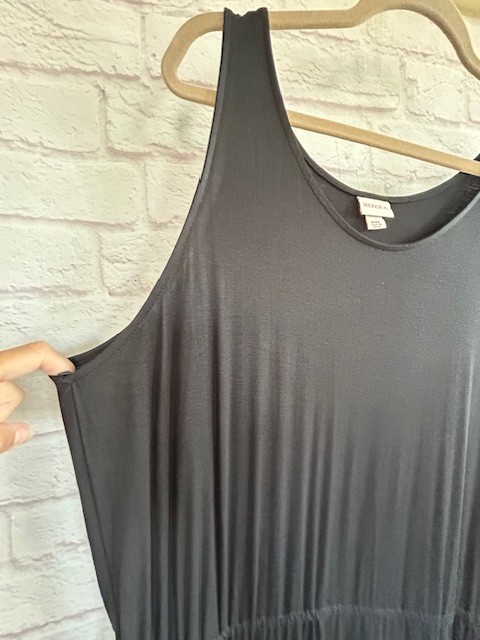 2X/3X New Jet Black Column Long Dress Maxi Stretchy Swingy Knit Sleeveless
