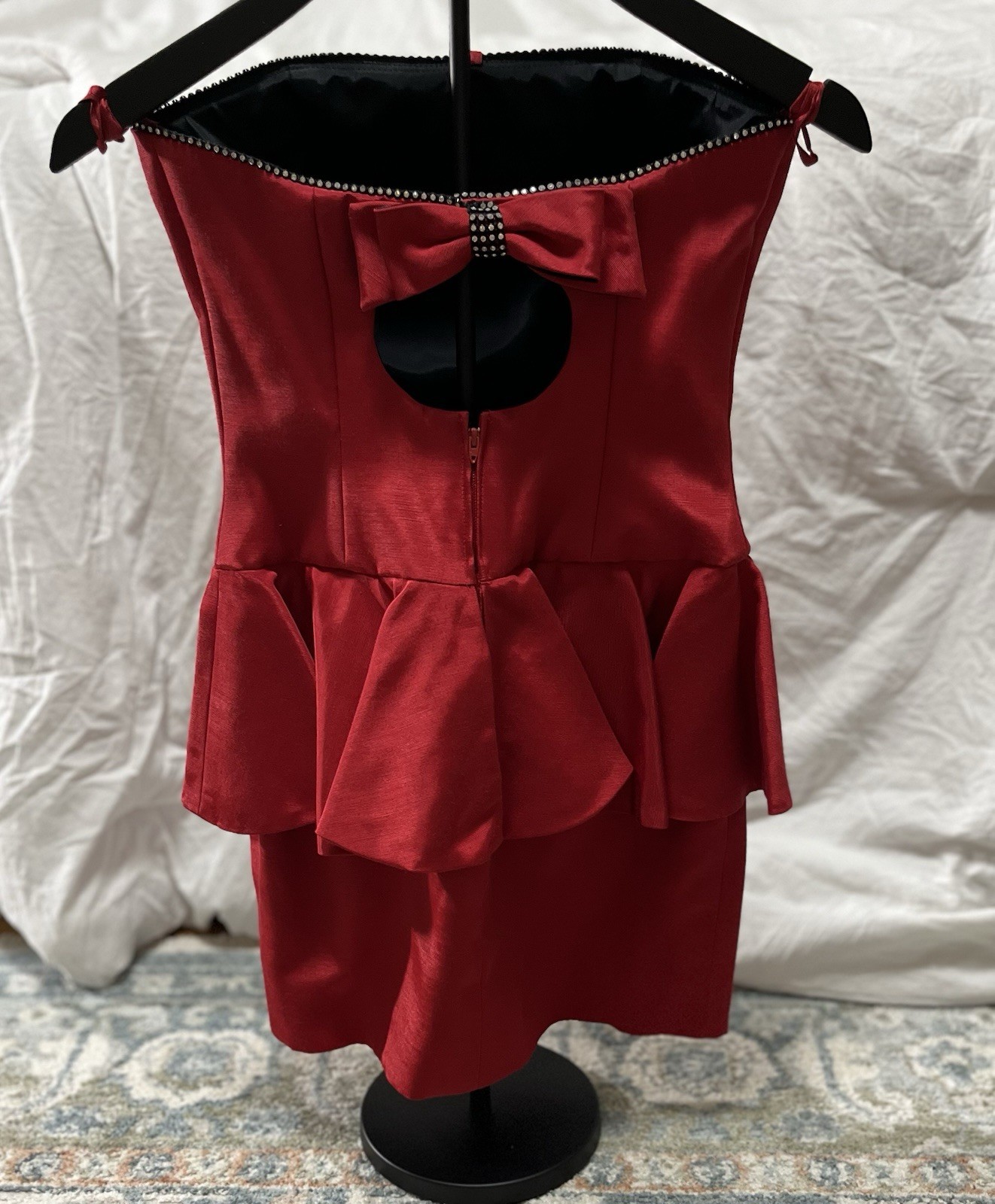 VTG! NWT! A.J. Bari For Saks Fifth Ave |Red Strapless Peplum Dress | Size: 4