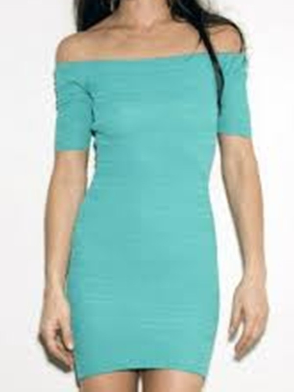 NWT Torn by Ronny Kobo Leah Dress Pointelle Turquoise Knit Off Shoulder Size XS