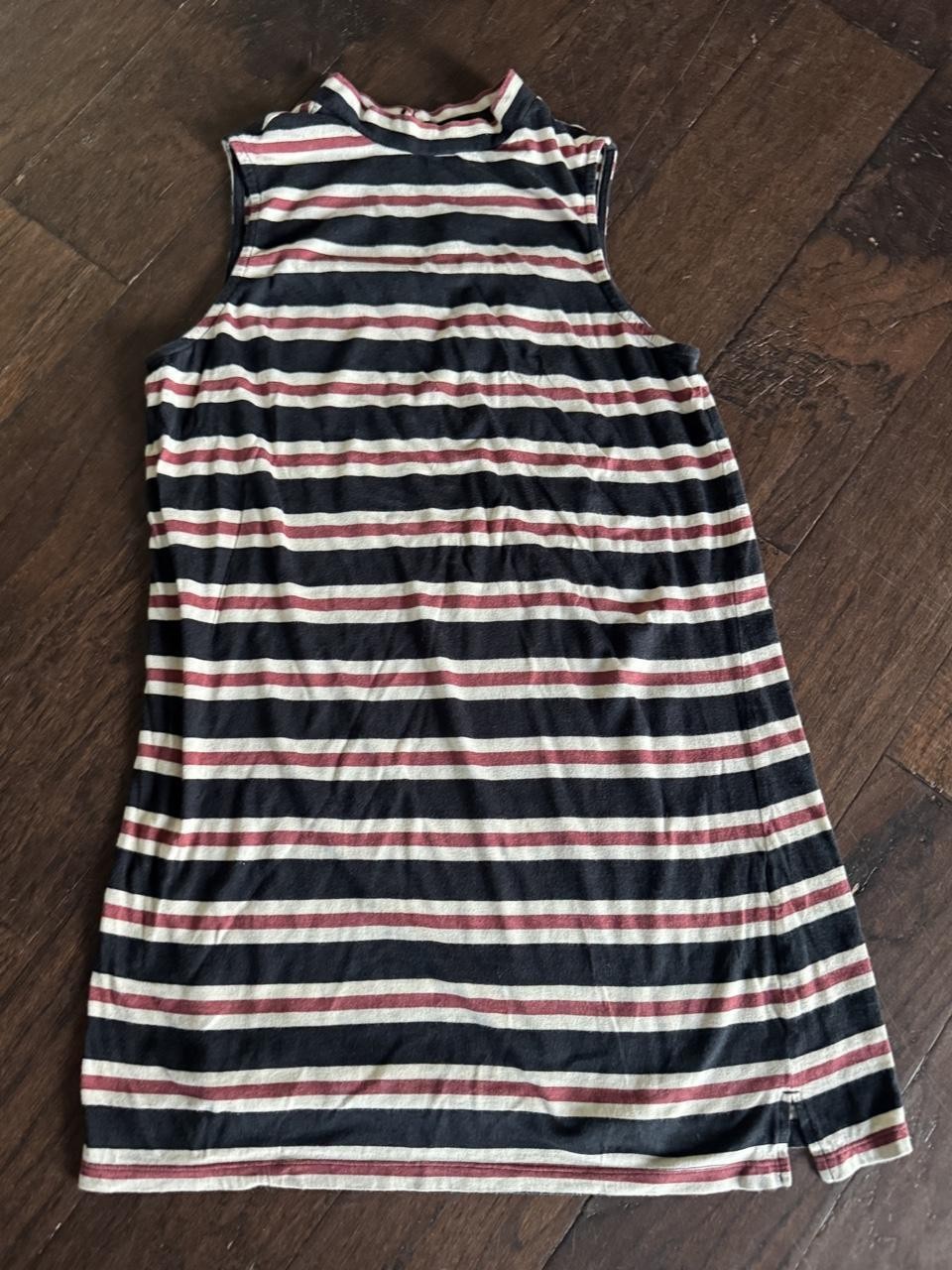 Billabong Striped Sleeveless Babydoll T-Shirt Dress with Mock Neck and Keyhole-2