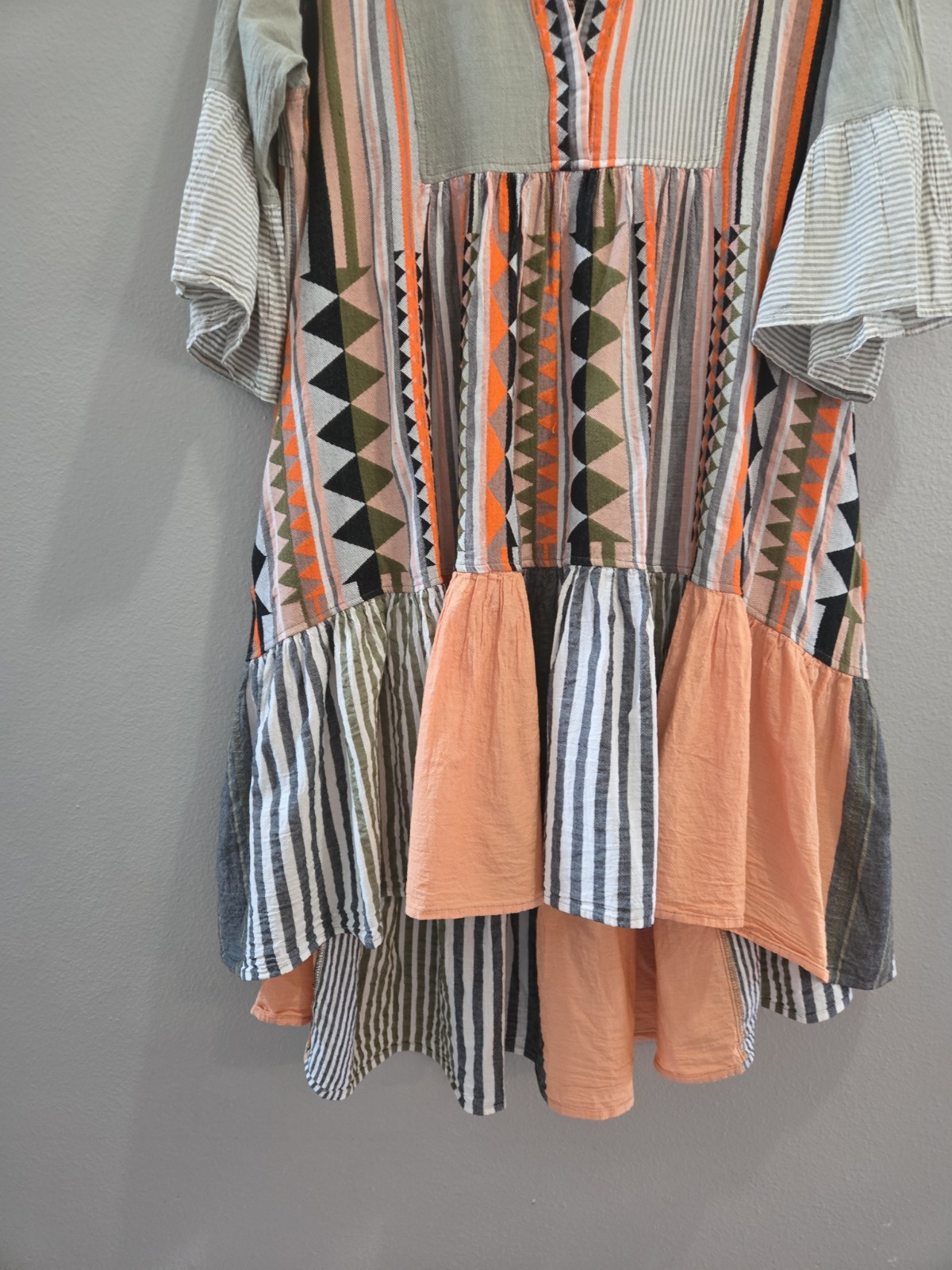 Devotion Twins Ella Orange Dress Anthropologie High Low Aztec Print Small Boho