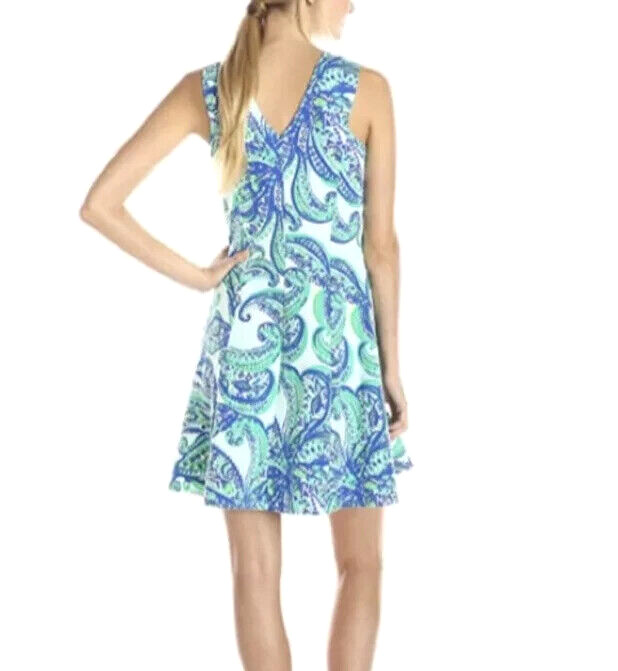 Lilly Pulitzer Dahlia Poolside Blue Keep It Current Terry Fit Flare Dress M