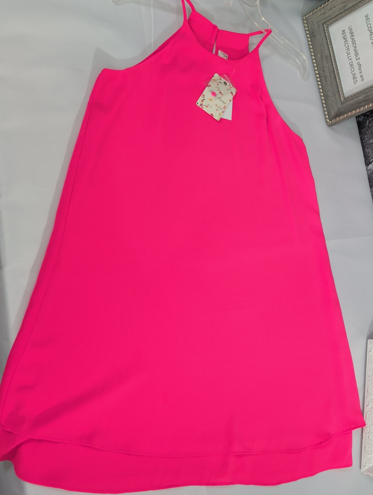 Pink Rose Womens Hot Pink Dress Keyhole Button Back Size Medium MSRP: $32.00 NWT