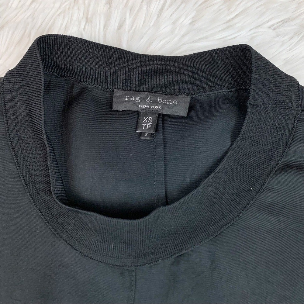 Rag & bone short sleeve crew neck pleated t-shirt dress in black side button