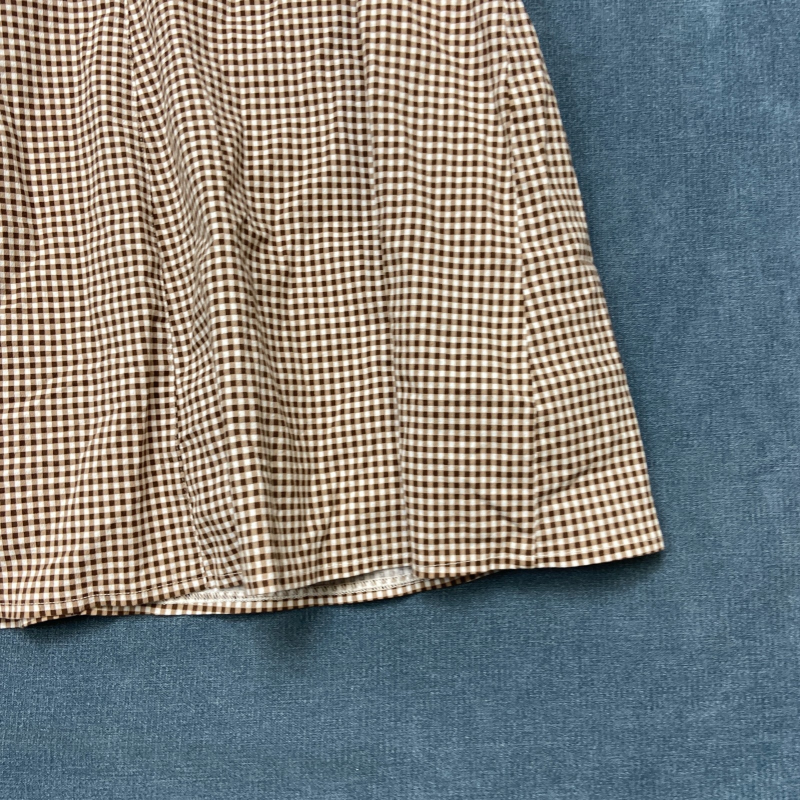 Abercrombie & Fitch Tweed Split Mini Dress Women Small Brown Lined Gingham Check