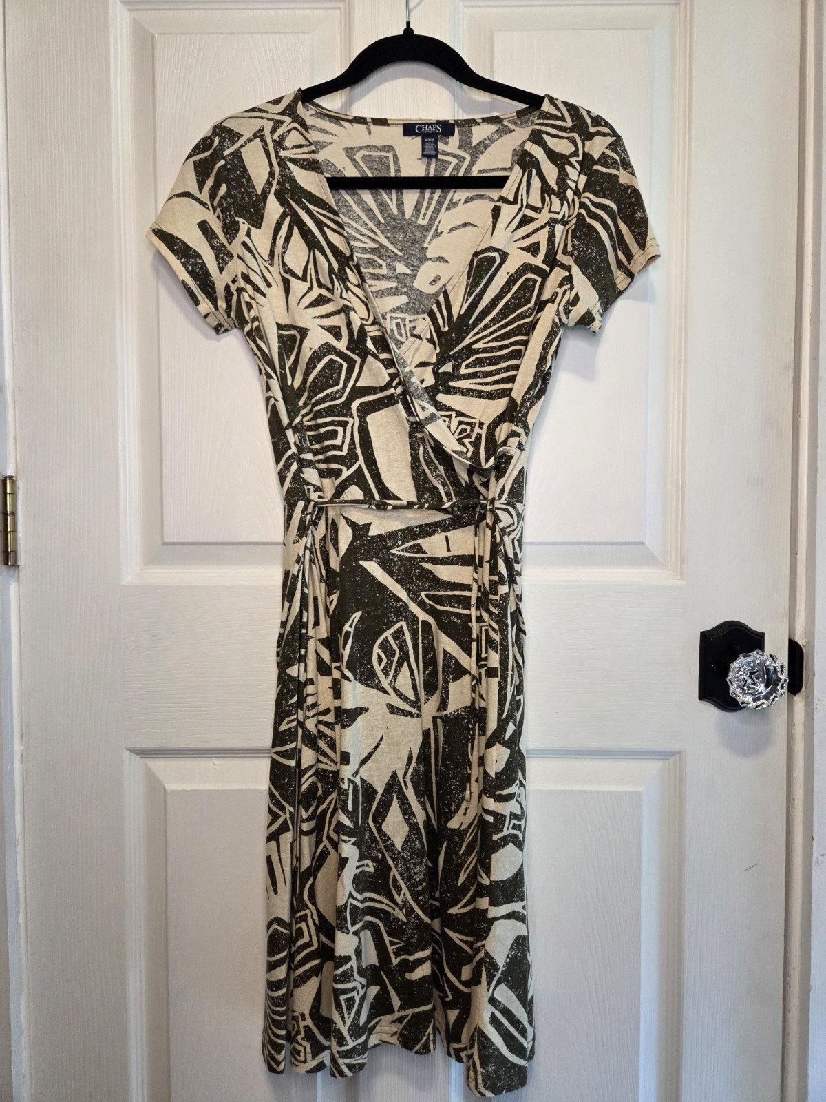 Chaps Wrap Dress Tropical Print M Vacay Resort Wear Classic Preppy Money