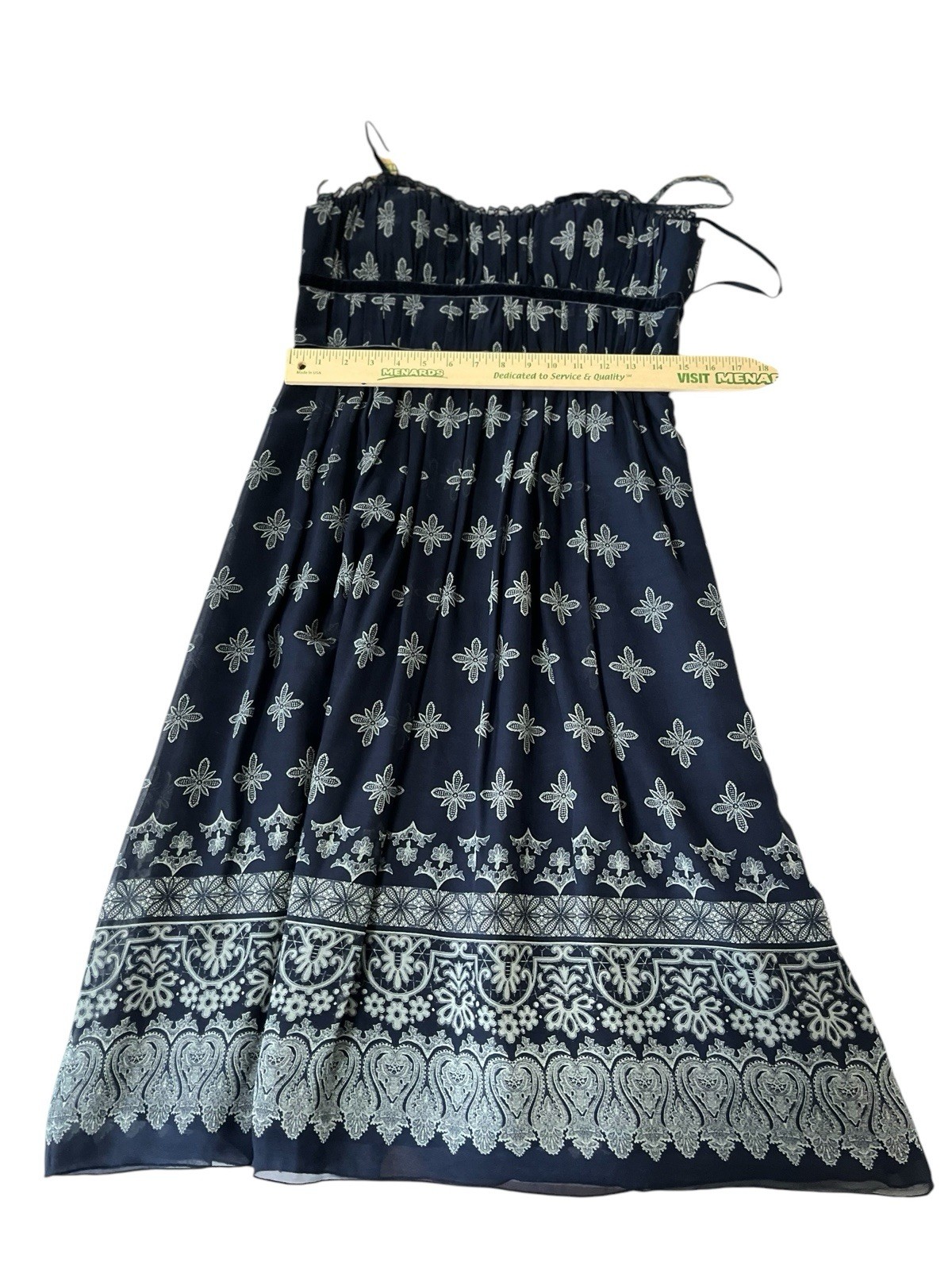 New Max & Cleo Boho Print Silk Dress 10 Sweetheart Neck Blue Sleeveless NWT $138